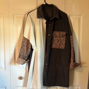 Leopard Print Colorblock Shirt